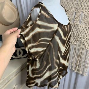 NEW Blu Moon Planet Blue Cold Shoulder Loose Top M